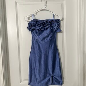 Emerald Sundae Blue Ruffle Mini Dress